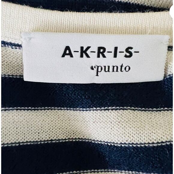 Akris Punto Stripe Peplum Tunic Top Navy White Sleeveless 4 - Picture 6 of 9